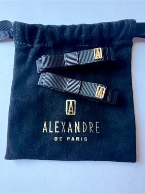 Alexandre de Paris grosgrain ribbon bow hair clips barrettes